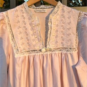 Soft Pink Luxurious Lace Trimmed Christian Dior Nightgown
